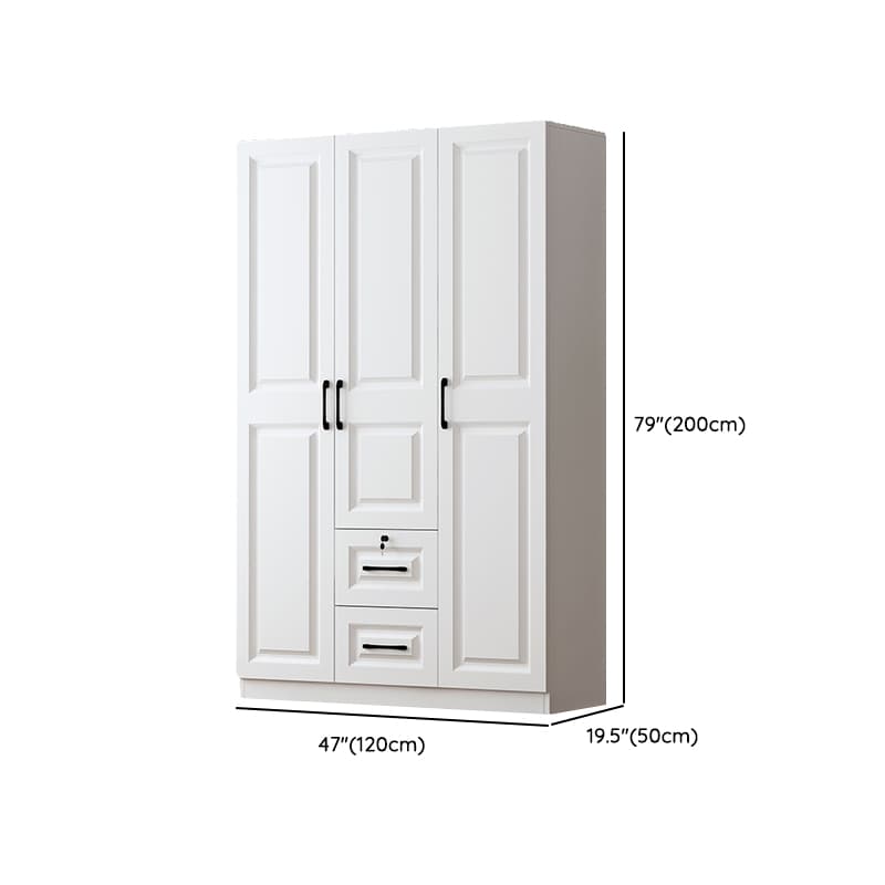 Sleek White Nordic Wooden Detached Almirah with Soft Close Drawers, Doors, and Clothing Rod thumbnail 10