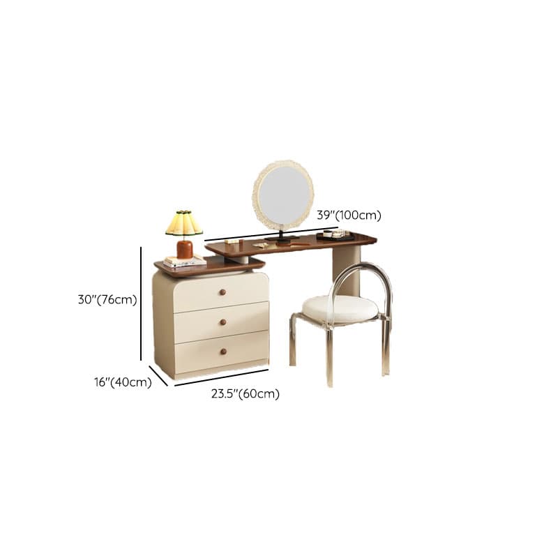 Cream Modish Large Vanity Set with Reclaimed Wood Table Top, 3/6 Drawers, and Light Up Mirror thumbnail 17