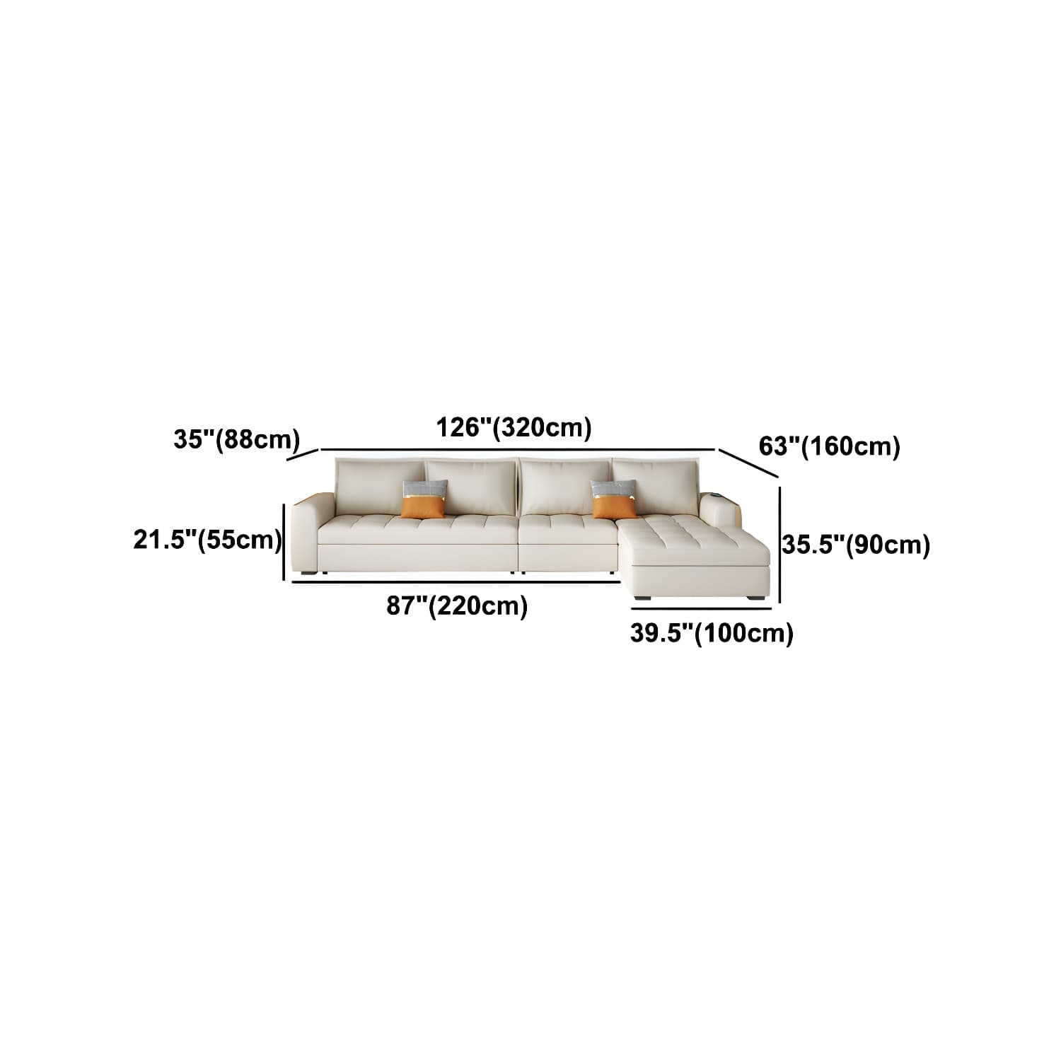 White Modern Sofa Bed with Storage USB Charging Convertible Sectional thumbnail 17