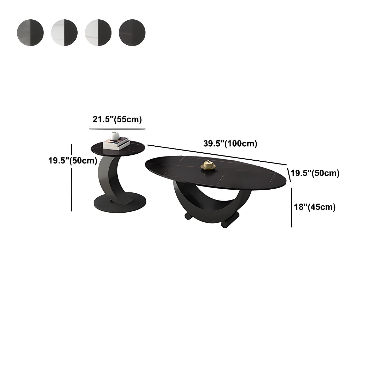 2 Piece Nesting Tables Oval Minimalist Modern Coffee Table Set thumbnail 15