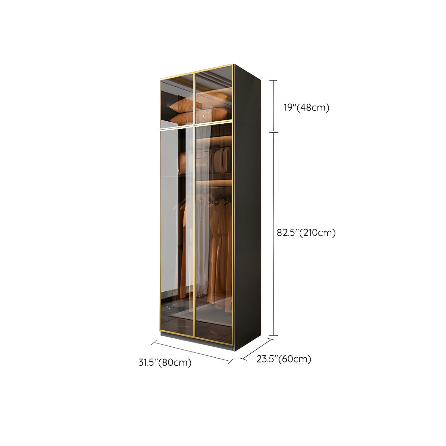 Modern Black Wood Wardrobe Armoire with Soft-Close Drawers & Clothing Rod thumbnail 19