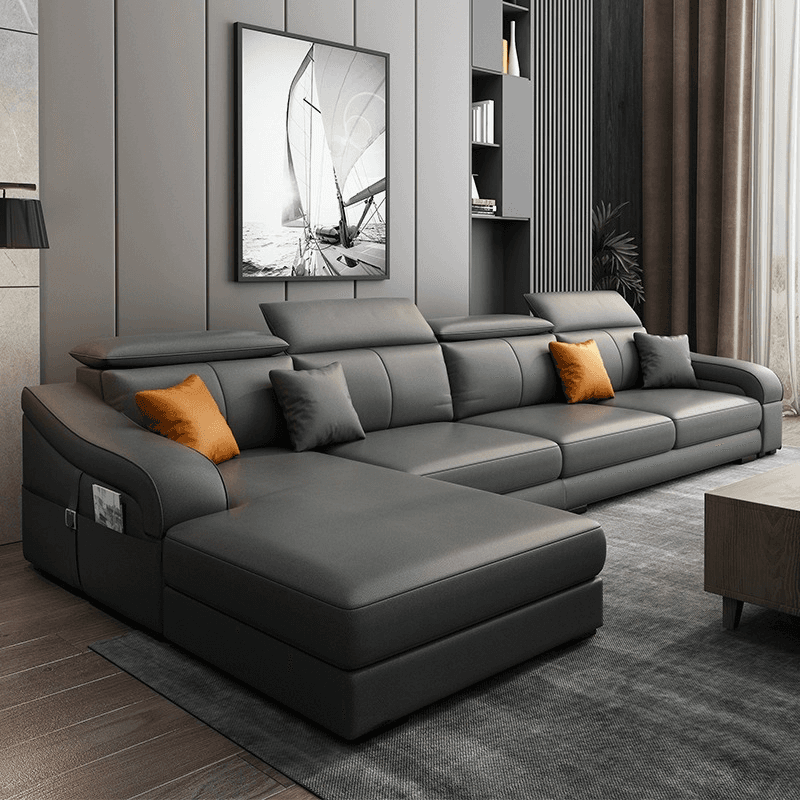 L-Shape Left Sofa Chaise for 5-seater with Sloped Arms in a Trendy Style thumbnail 9
