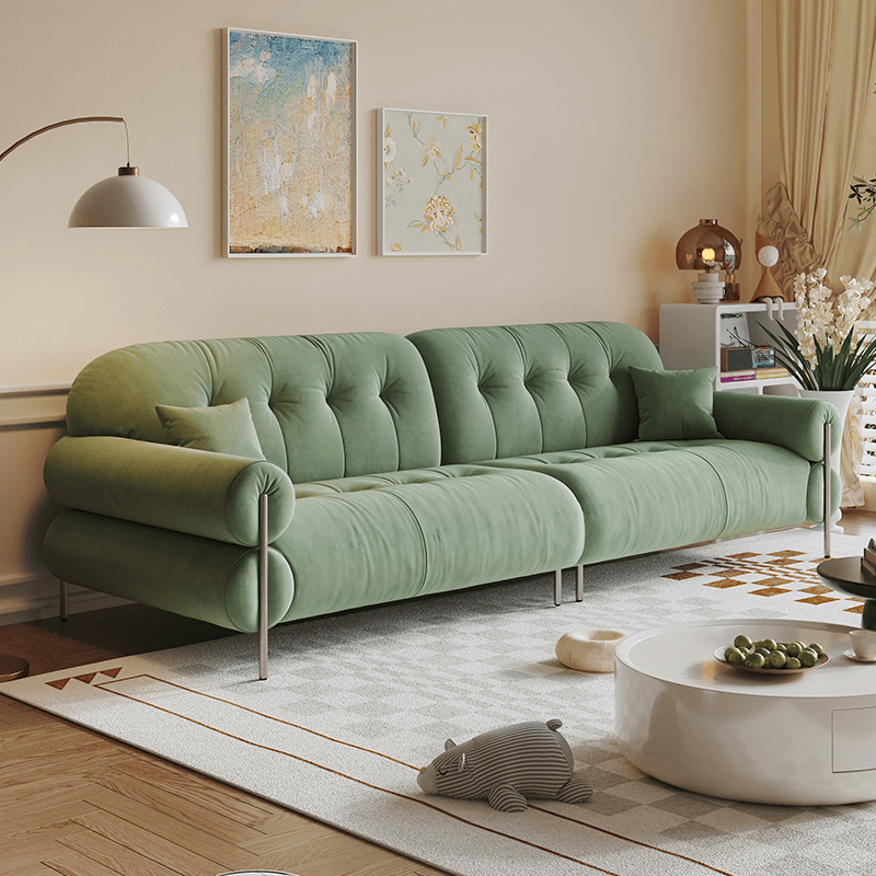 Tear Resistant Standard Sofa with Pu/Flannel Upholstery in Grey/Auburn/Ivory thumbnail 6