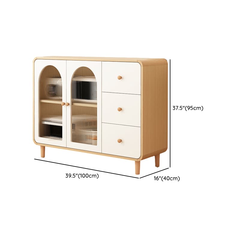 Scandinavian Wood Buffet 3 Cabinet Doors with Glass Interior Shelves thumbnail 21