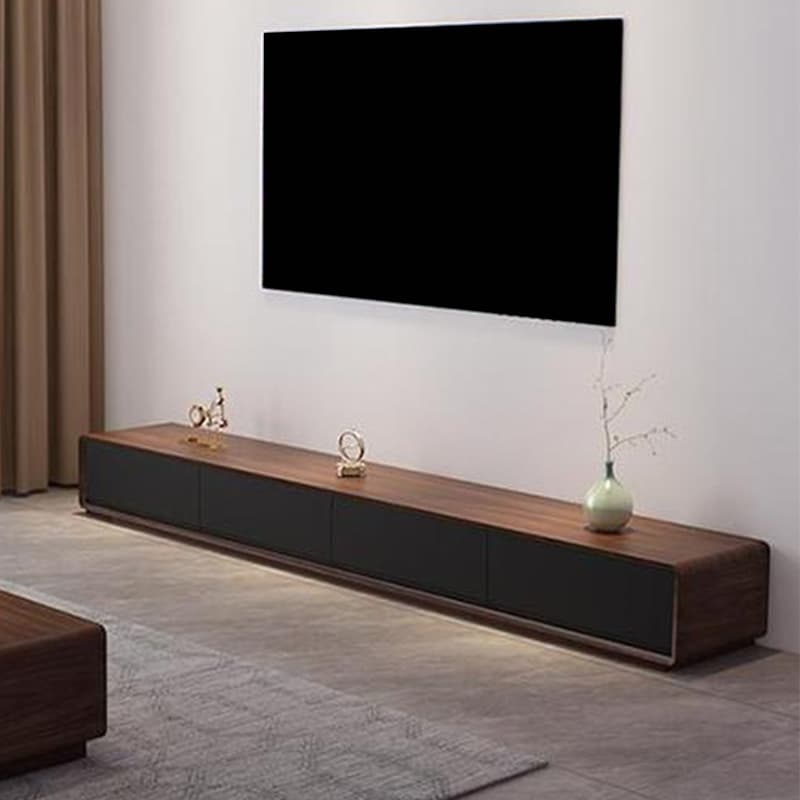 Contemporary Oblong Wood TV Stand Console with Storage Drawers thumbnail 7