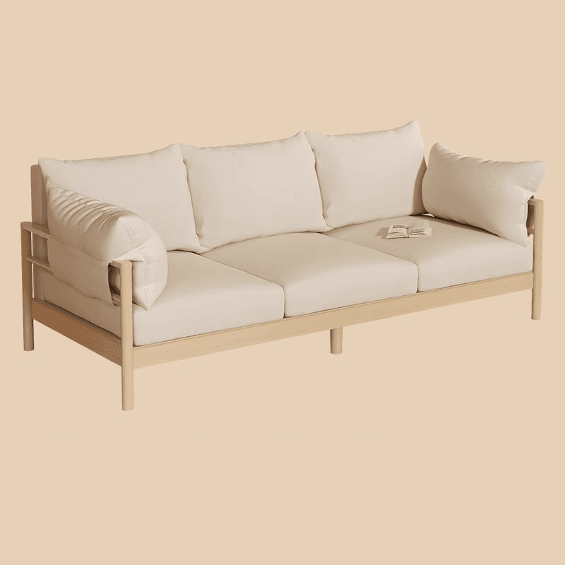 Contemporary Modern Solid Color Stain Resistant Standard Sofa in Light Gray/Off-White/Amber Color with Armrest, Seats 3, and Slipcover thumbnail 4