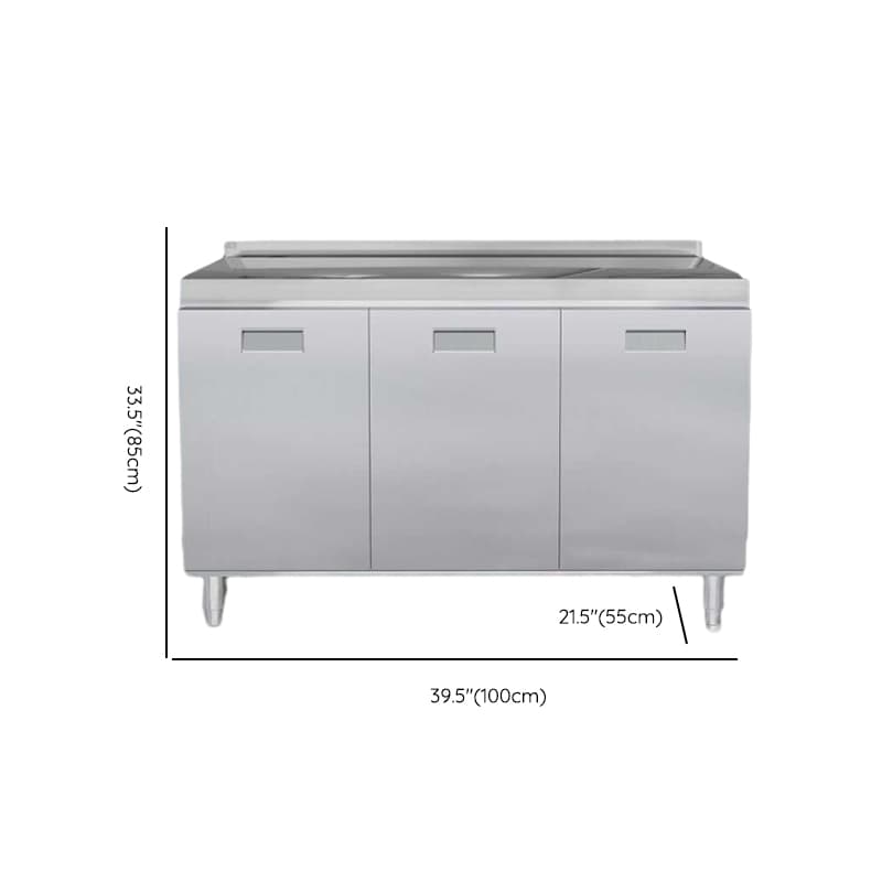 Casual Chrome Sideboard with Stainless Steel Countertop thumbnail 4