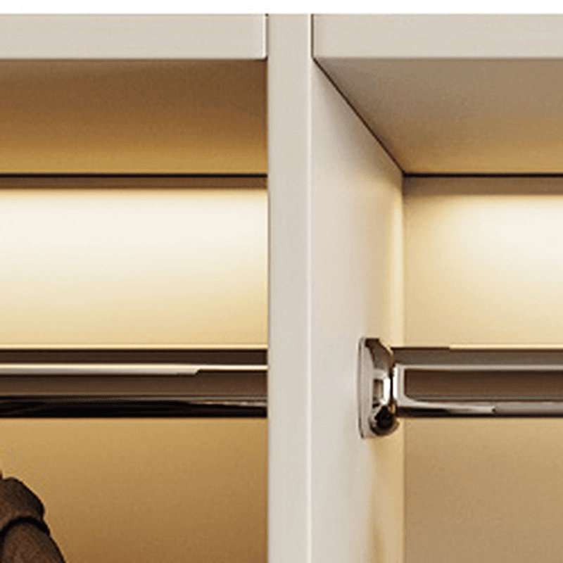 White Minimalist Manufactured Wood Independent Wardrobe Closet with Soft Close Drawer, Soft Close Door, and Interior Shelves thumbnail 9
