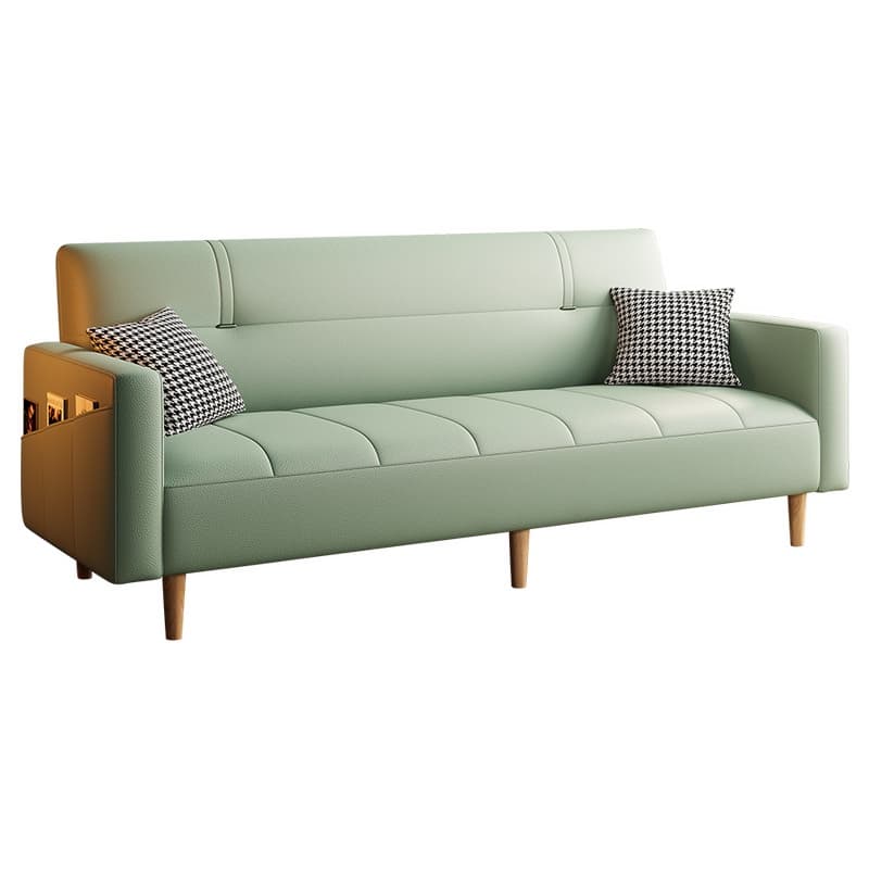 Synthetic Leather Convertible Sofa in Grey/Light Blue/Light Green with Arm thumbnail 11