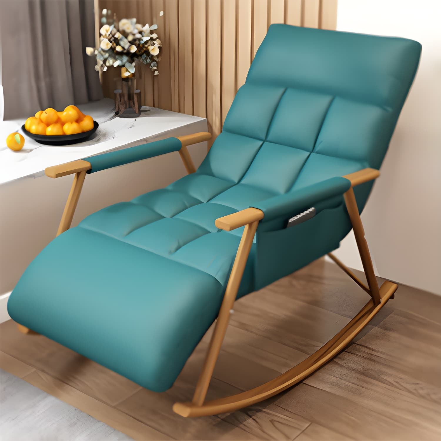Modern Style Rocking Chair Faux Leather Upholstered Chair with Storage thumbnail 15