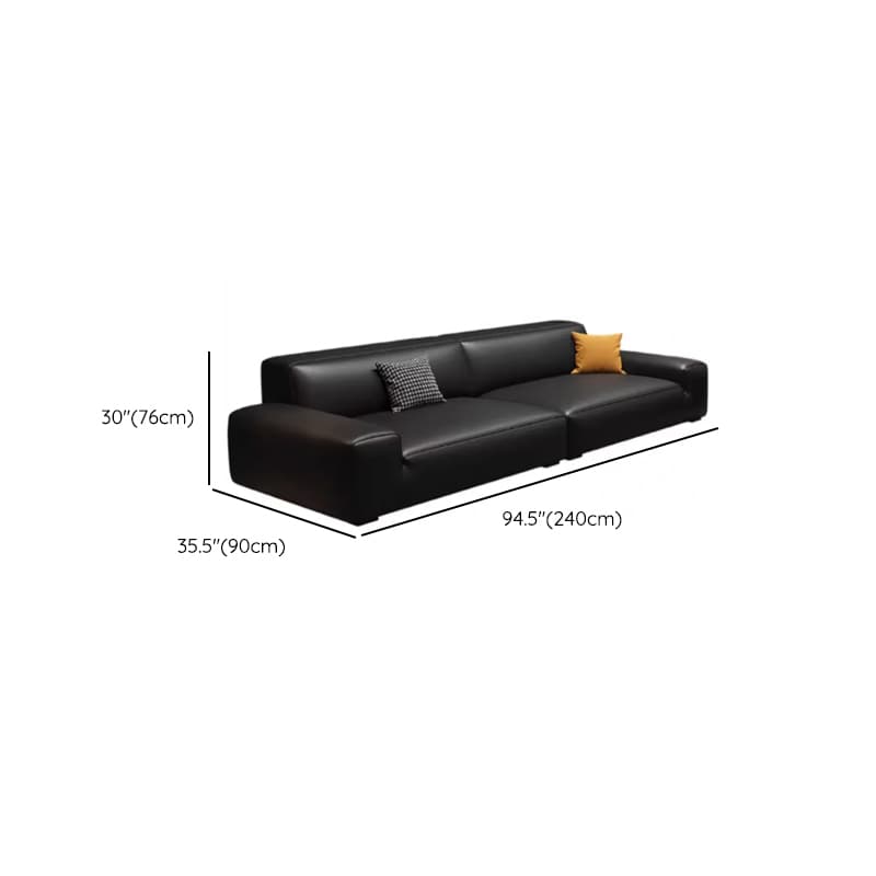 Modern Solid Color Water Resistant Sofa in Midnight Black with 6-seater Capacity and 2 Pillows thumbnail 12