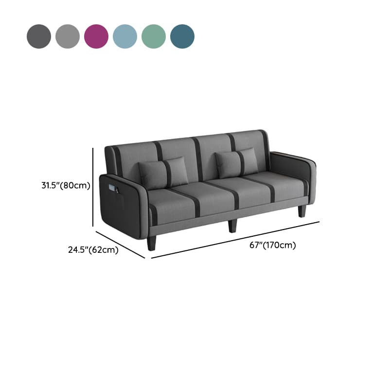 Trendy Solid Color Stain Resistant Standard Sofa/Loveseat in Dark Gray/Cerulean/Light Brown with Arm, Seats 3/2 People, and 2 Pillows thumbnail 22