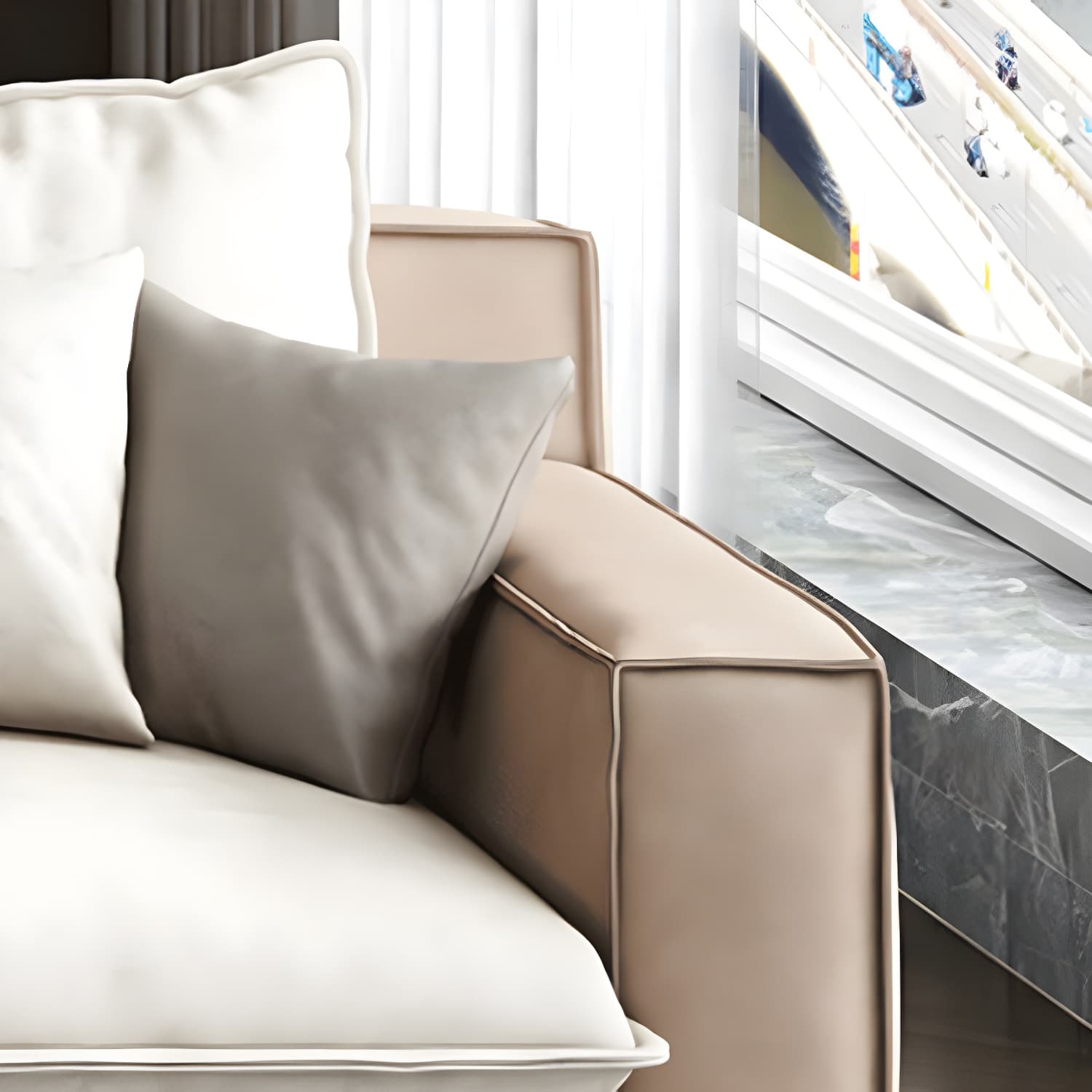 Assembled Living Room Square Arm Modular Contemporary Sofa & Chaise thumbnail 17