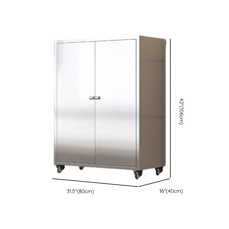 Metallic Sideboard on Roller Wheels with Stainless Steel Countertop thumbnail 23