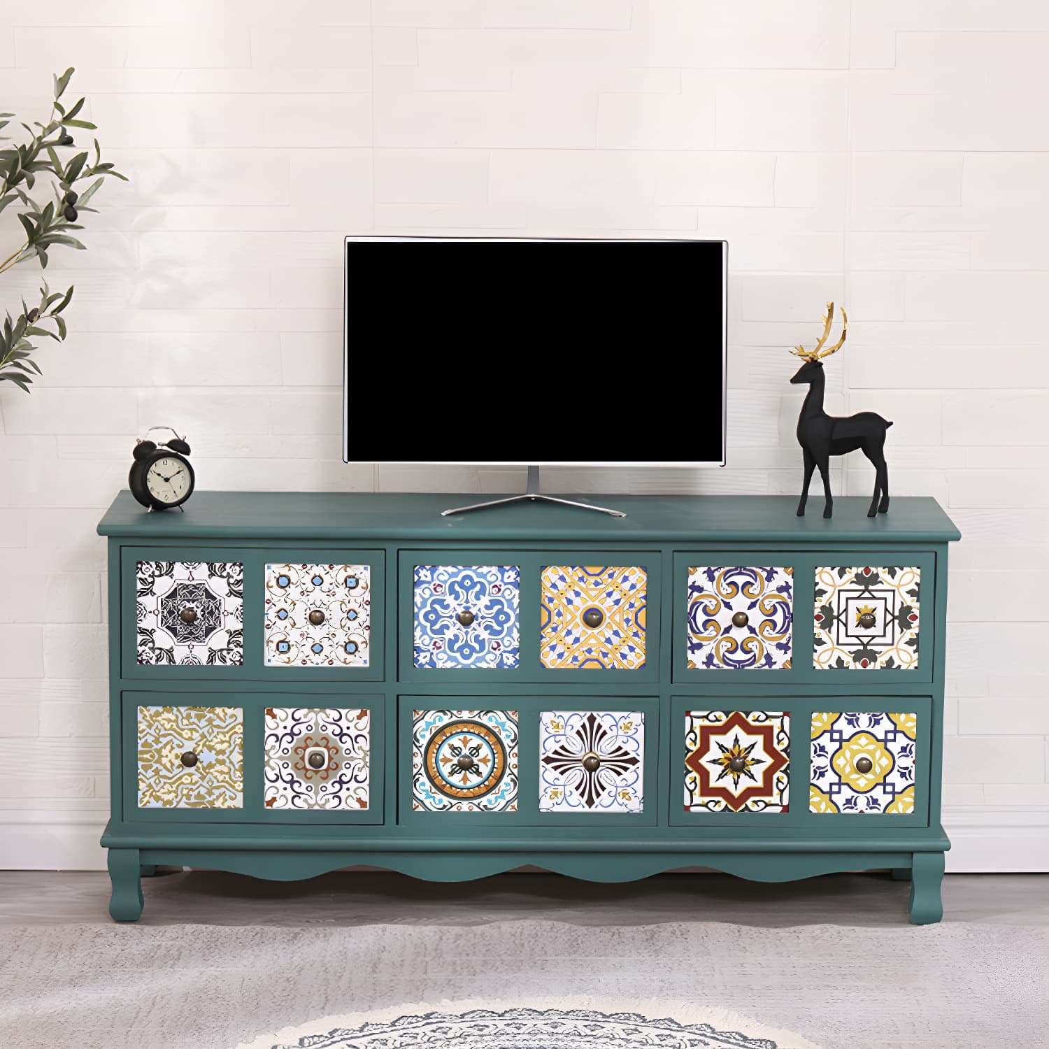 Mid-century Modern 22.83"H Solid Wood TV Media Console with Drawers thumbnail 11