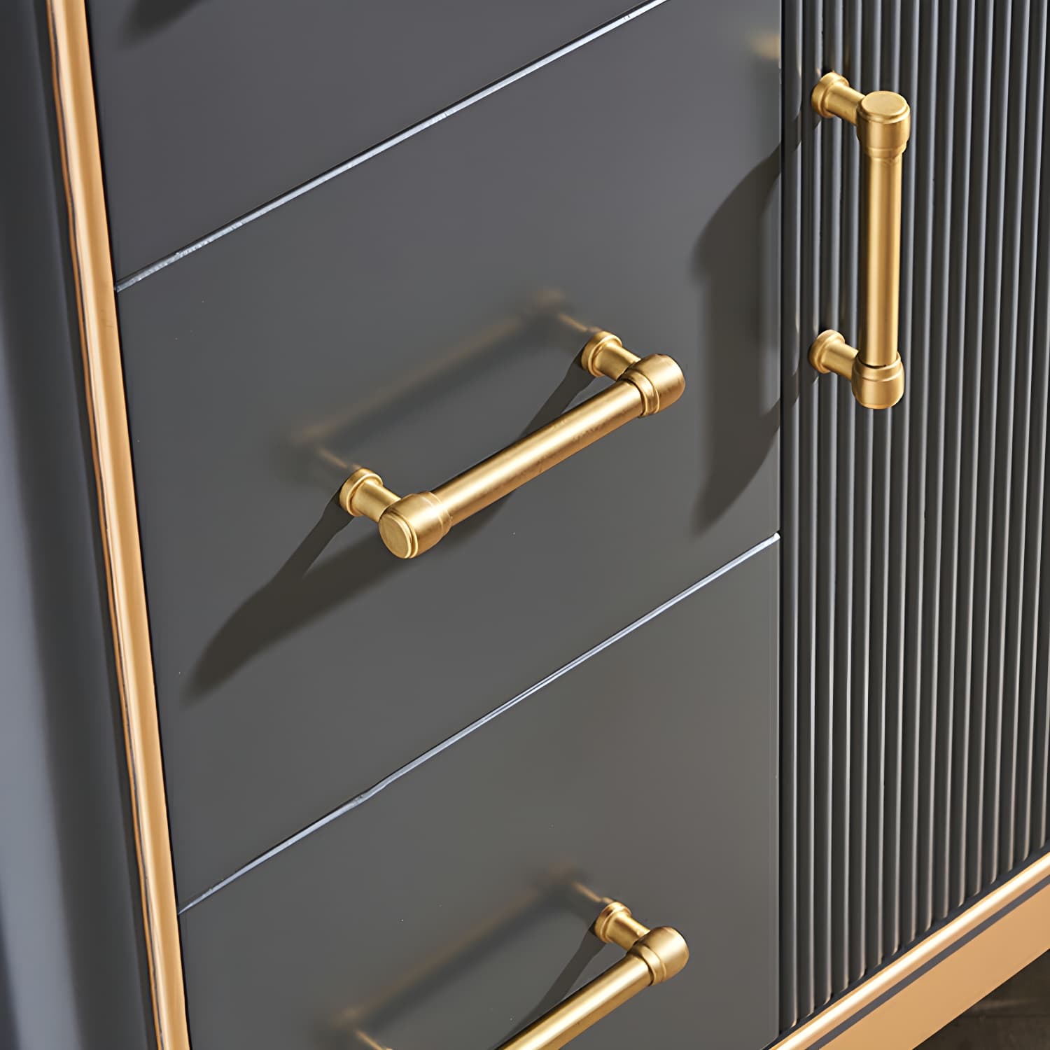 Glam Corner Accent Cabinet with Black Stone Countertop and Wood Base for Small Spaces thumbnail 9