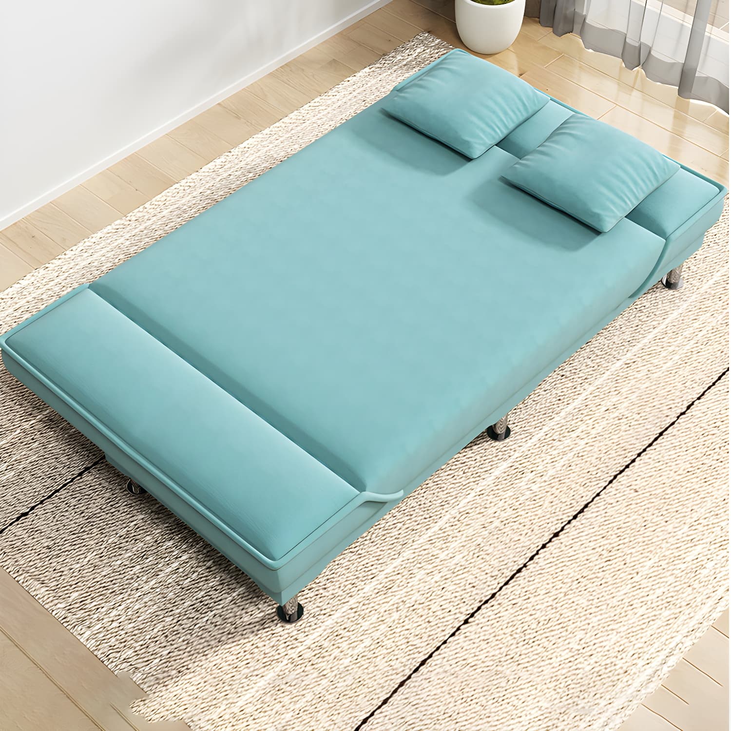 Contemporary Armless Convertible Sofa Linen Foldable Sofa for Apartment thumbnail 13