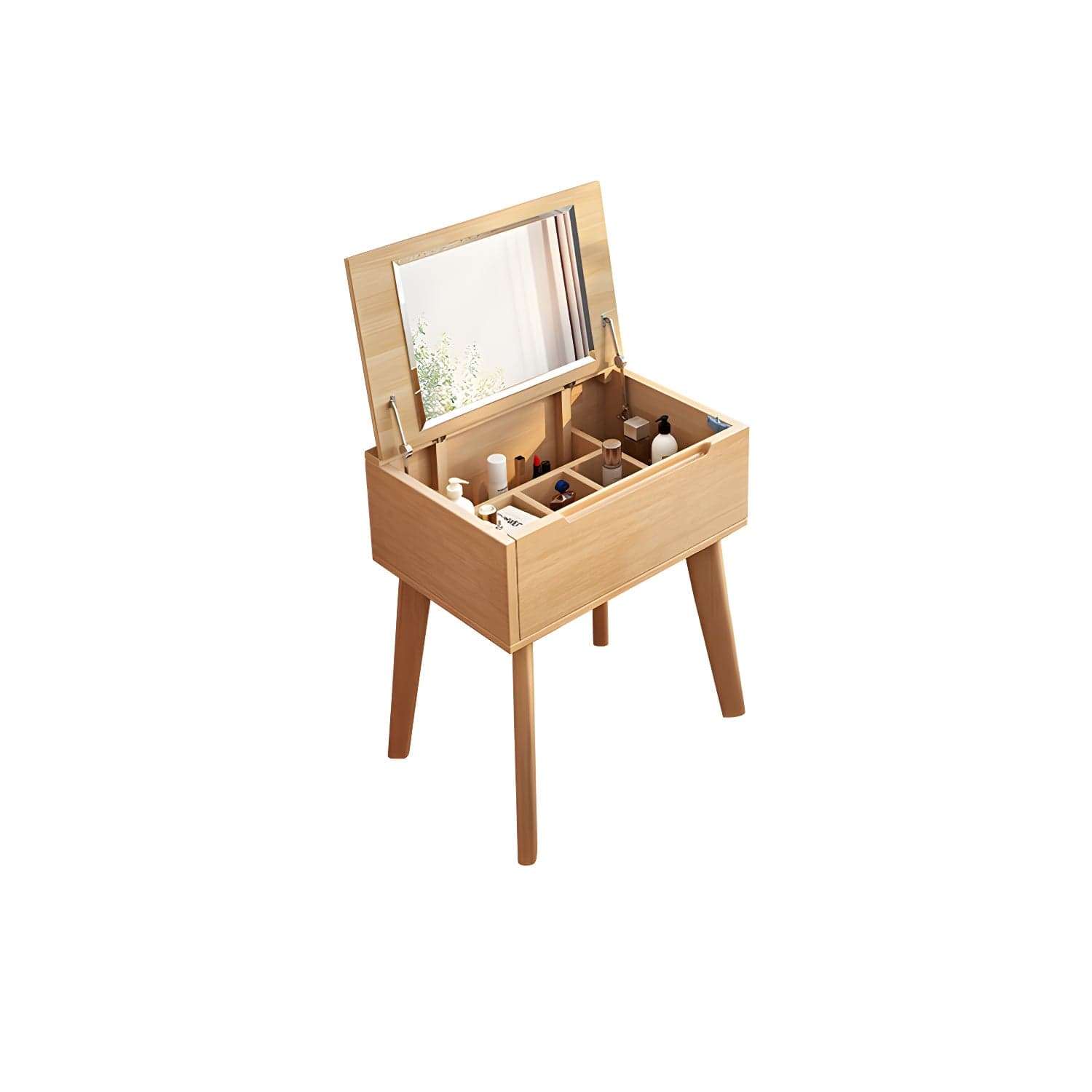 Scandinavian 29.52" Height Solid Wood Table Makeup Vanity with Mirror thumbnail 1