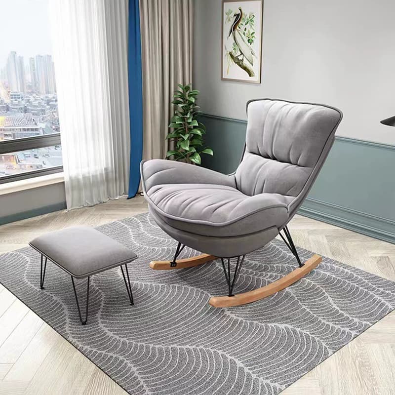 Stylish and Comfy Modern Rocking Chair with Natural Wood Legs and Slipcover thumbnail 16