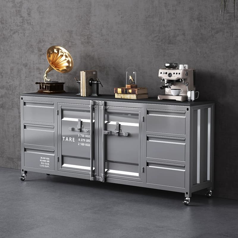 Industrial Metal Sideboard Credenza with Cabinets and Drawers thumbnail 8