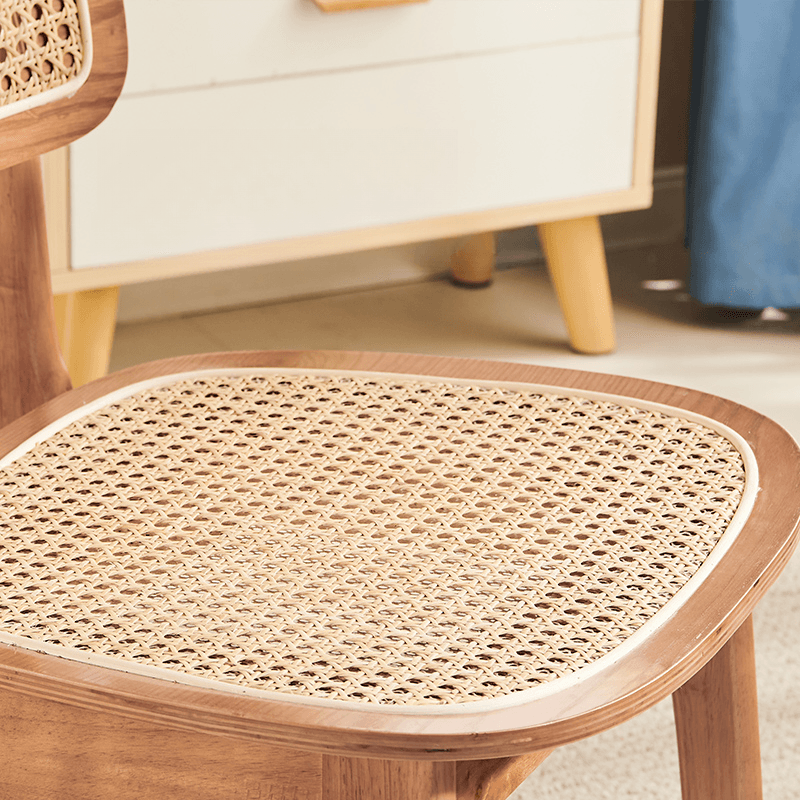 Leatherette/Wood/Rattan Entwined Balanced Armless Chair with Uncovered Back and Timber Legs in Sepia/Ink/Wood Color in a Scandinavian Style thumbnail 19