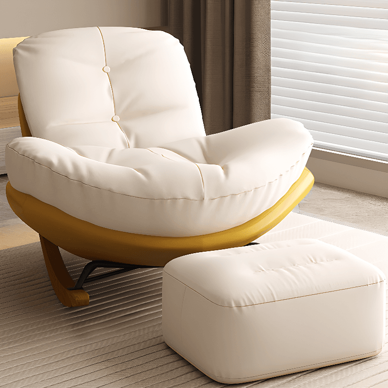 Stationary Upholstered Rocking Chair with Cushioned Rear in a Scandinavian Style, Footstool Included/Not Included thumbnail 26