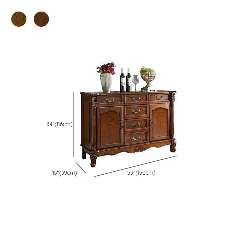 Traditional Wooden Sideboard with Storage Cabinets and Drawers thumbnail 20