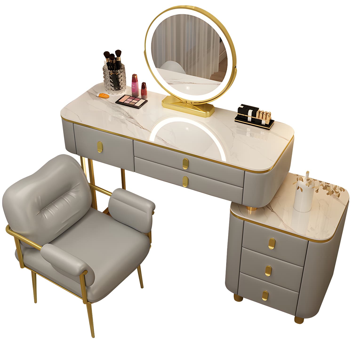 Luxurious Stone Top Vanity Dressing Table with 6 Drawers for Bedroom thumbnail 9