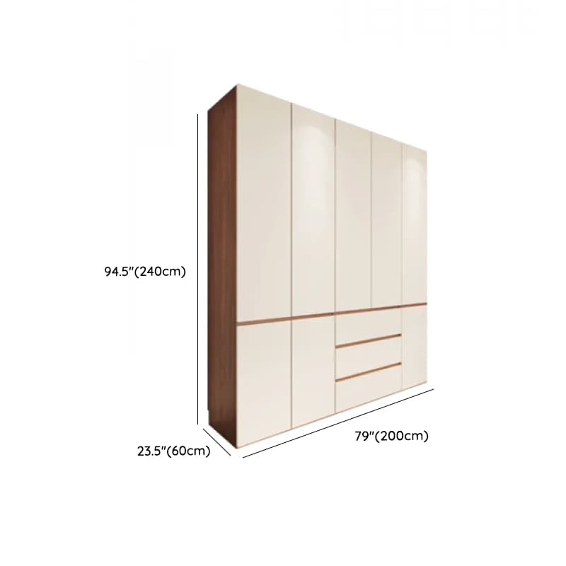 Beige Minimalist Manufactured Wood Wardrobe Closet with Soft Close Drawer, Soft Close Door, Interior Shelves, and Clothing Rod thumbnail 20