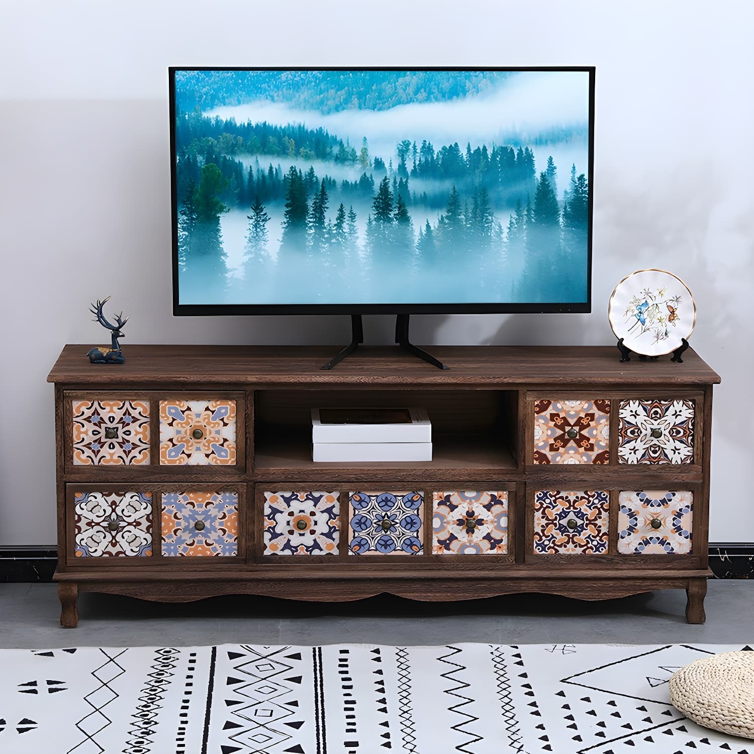 Mid-century Modern 22.83"H Solid Wood TV Media Console with Drawers thumbnail 5