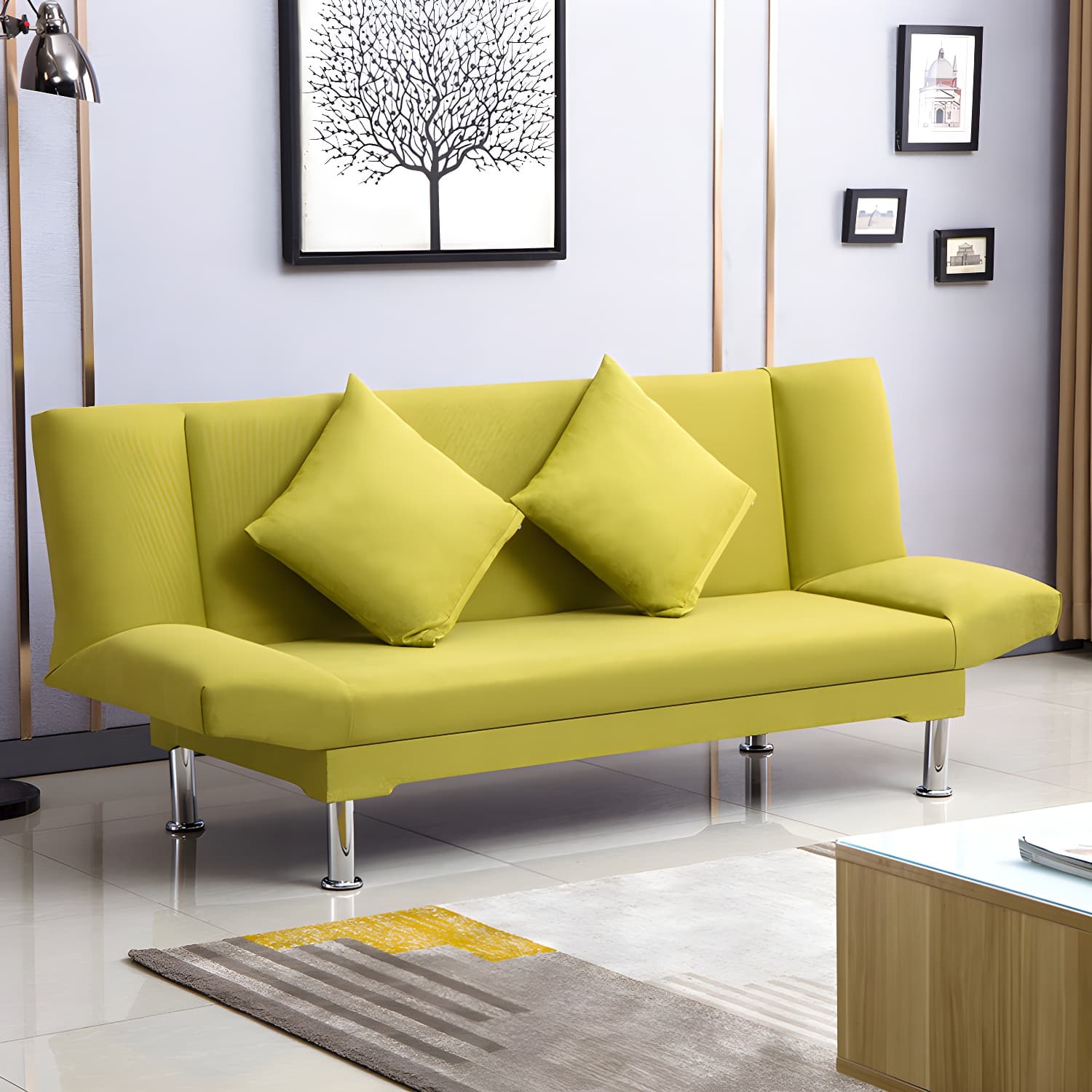 Silver Transitional Modern Tight Back Sofa Bed 29.53"High Armless Sofa Bed thumbnail 23