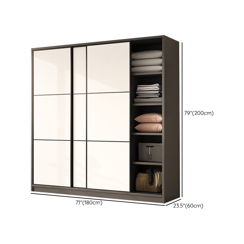 Detached Timber Gray Wardrobe Armoire with Soft Close Door, Interior Shelves and Hanging Rod, Soft Close Drawer Included/Not Included thumbnail 10