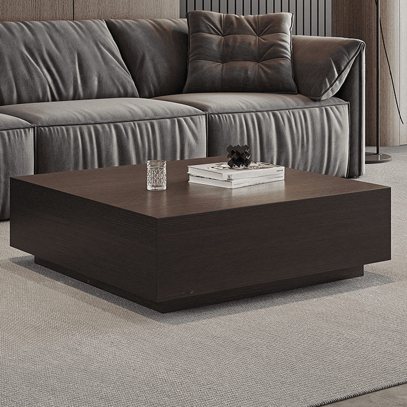 Solid Oak Wood Square Accent Table with 2 Drawers for Living Room thumbnail 5