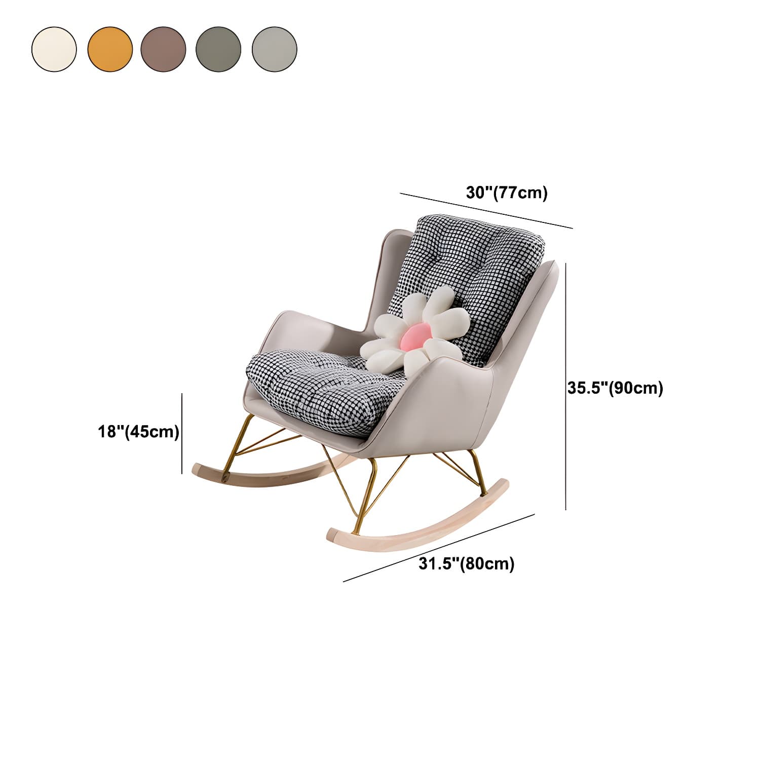 Modern Rocking Chair Metal Frame Doll Cotton Filling Spindle Rocker Chair thumbnail 16