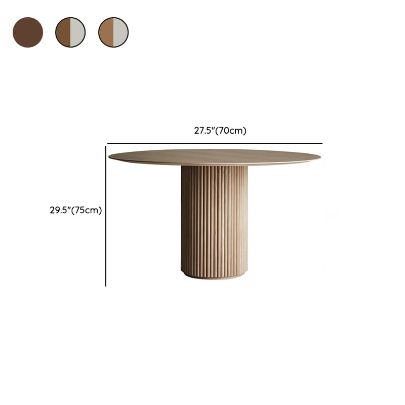 Fixed Rounded Dining Table for 4/2 People/Seats 6 with Ribbed Leg and a Slate/Wooden Tabletop in Natural/Chalk in a Nordic Style thumbnail 10