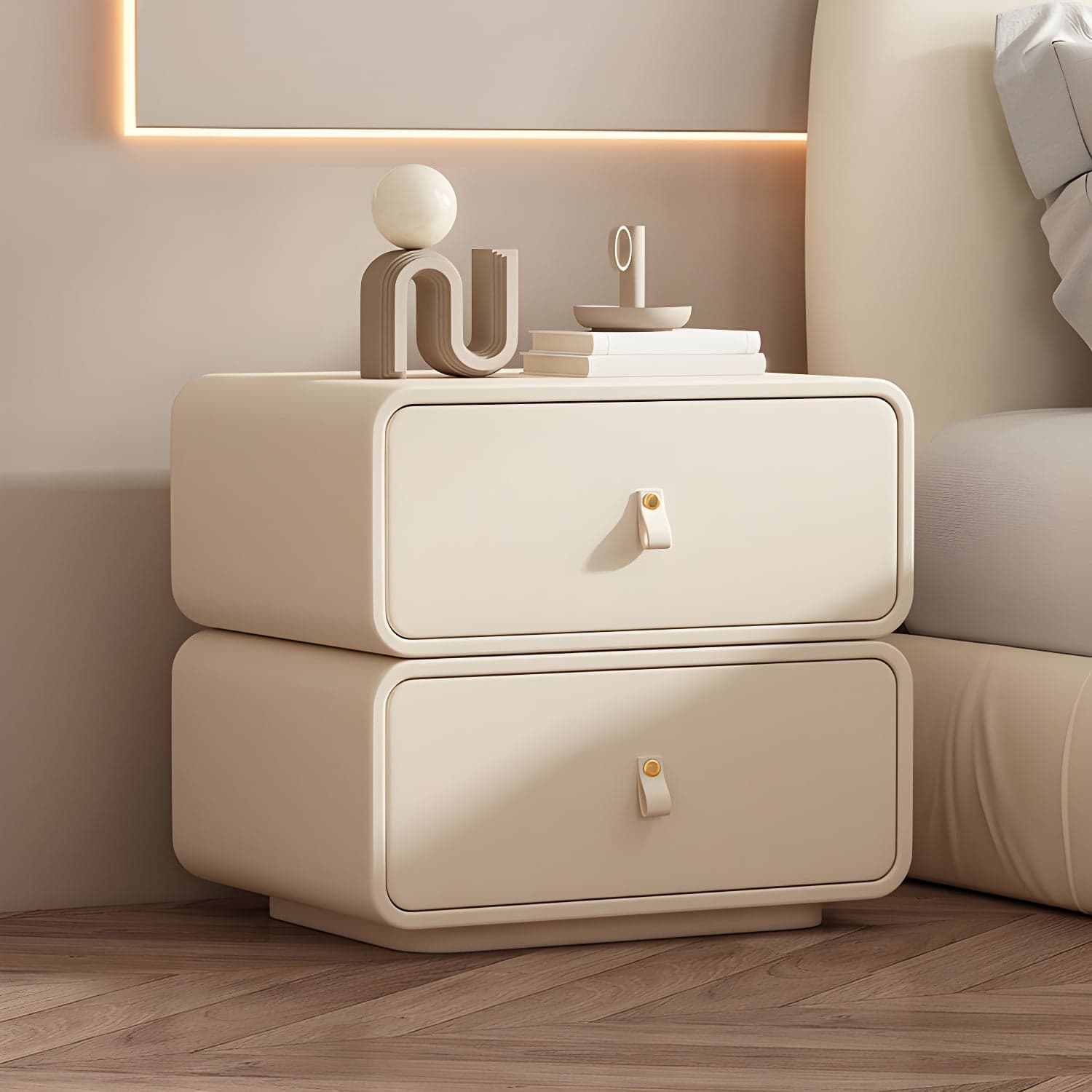 Modernism Bedside Desk Shape in Rectangular with Two-drawer for Bedroom thumbnail 9