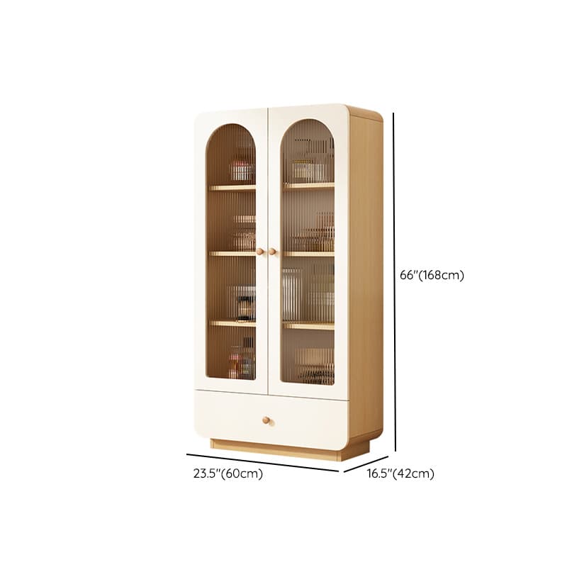 Modern White Lumber Narrow Sideboard with Single Drawer, 4 Shelves/Three Internal Shelves/Two Internal Shelves, Glass-panel Door thumbnail 12