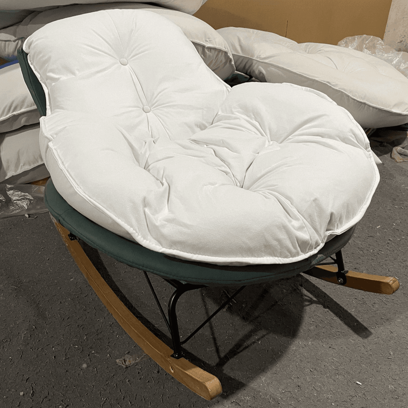 Modern Butter Color/Grey/Auburn Upholstered Padded Rocking Seat with Flared Arm, Scratch-repellent thumbnail 9