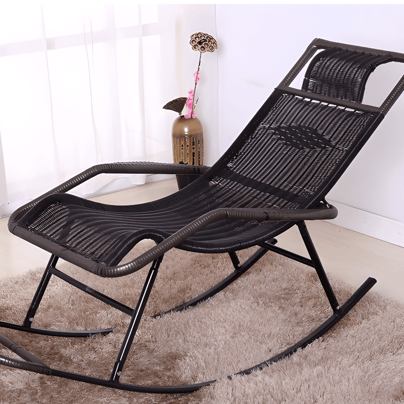 Old School Pecan/Light Green/Sand Cane Rocking Chair with Rear and Wagon Wheel Shaped Arms thumbnail 10