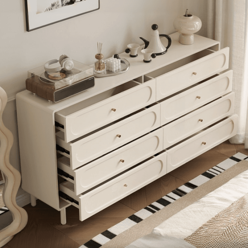 Chalk Casual Natural Wood Bachelor Chest/Console Dresser with 4/8 Drawers in Vertical/Horizontal Orientation