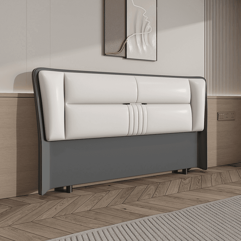 Trendy Wingback Headboard with No Distressing in Natural Wood, Rectangle Shape for Full/Queen Bed with Sponge Upholstery and Standard Height thumbnail 8