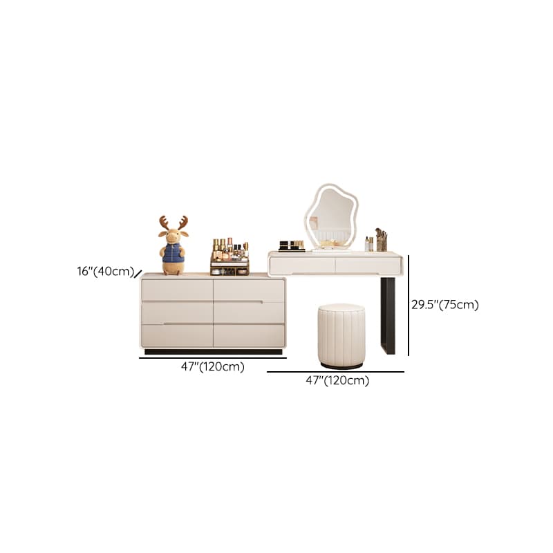 Large/Standard Stone Vanity Set with White Upholstered Chair, 5/8 Drawers, Mirror Lights, and Lighting thumbnail 11
