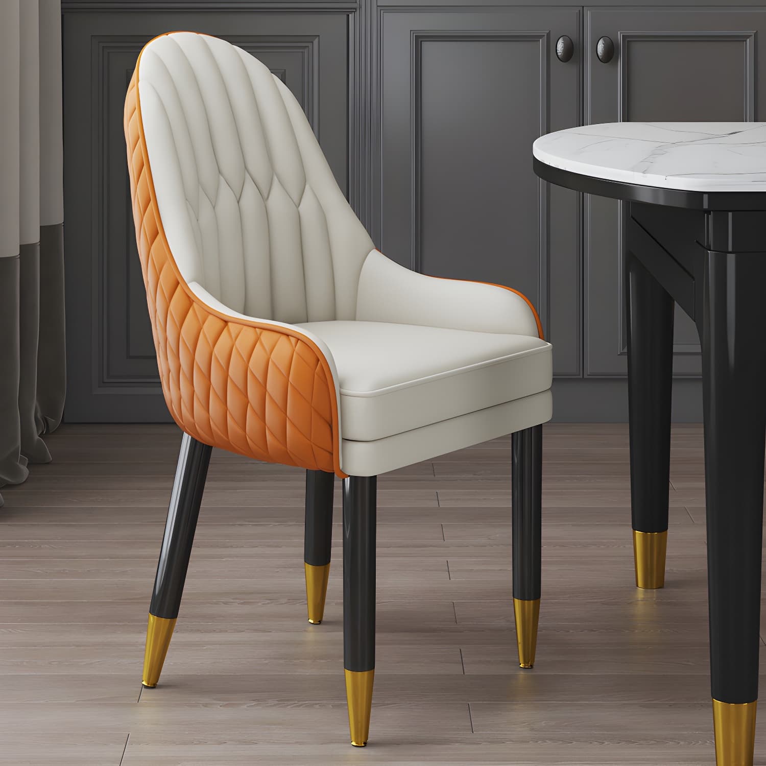 Scandinavian Indoor Arm Chair Upholstered Parsons Back Wood Dining Room Chair thumbnail 10