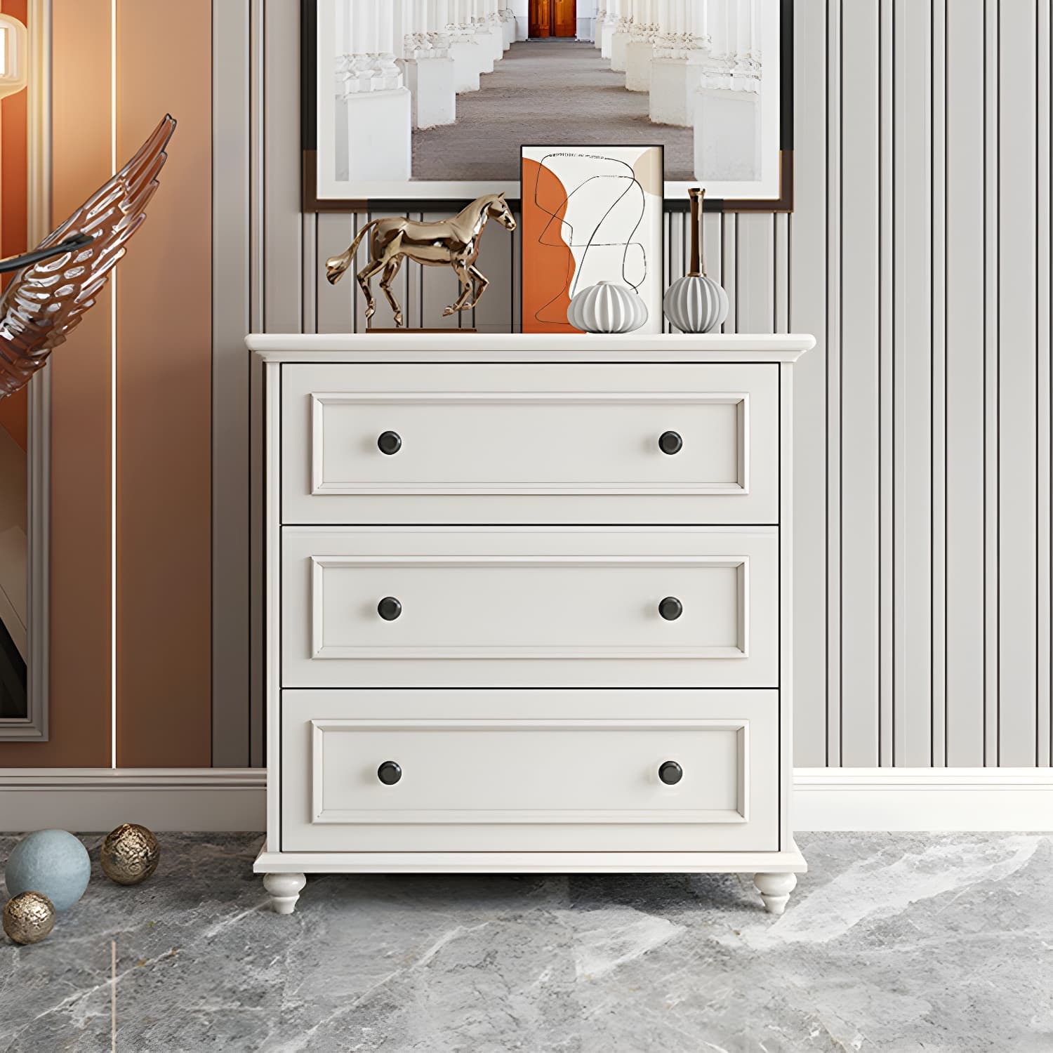 Solid Wood and Soft-Close Drawers Modern Chest with Wood Top thumbnail 3