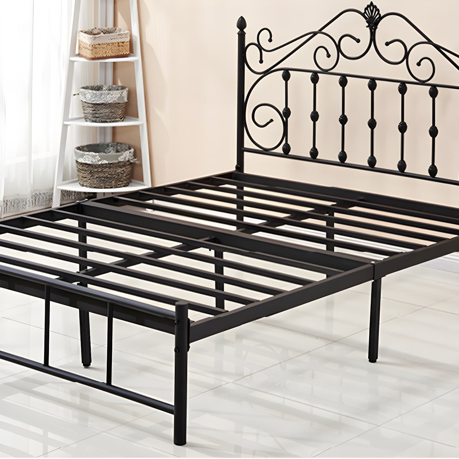 Glam Style Metal Iron Material with Headboard Gold/black/white Bed thumbnail 13