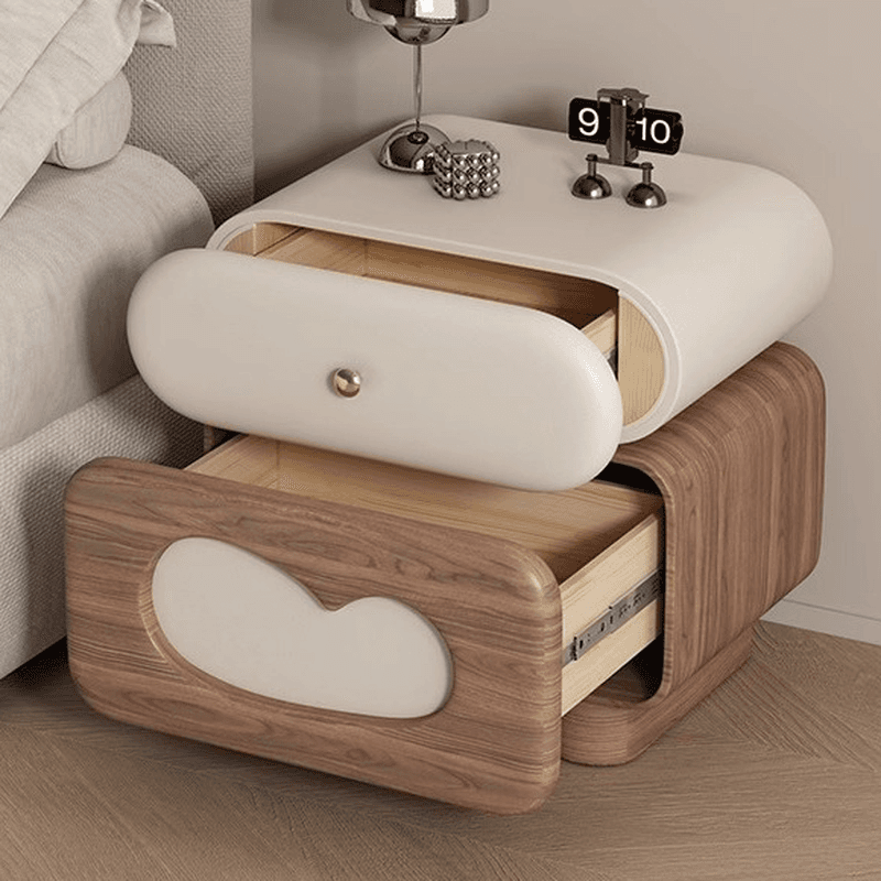 Organic Modern 2 Tiers Swivel Nightstand With Drawer Organization in Natural Wood thumbnail 10
