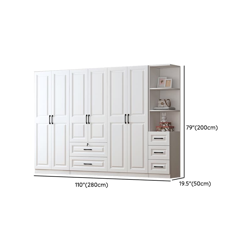 Sleek White Nordic Wooden Detached Almirah with Soft Close Drawers, Doors, and Clothing Rod thumbnail 31