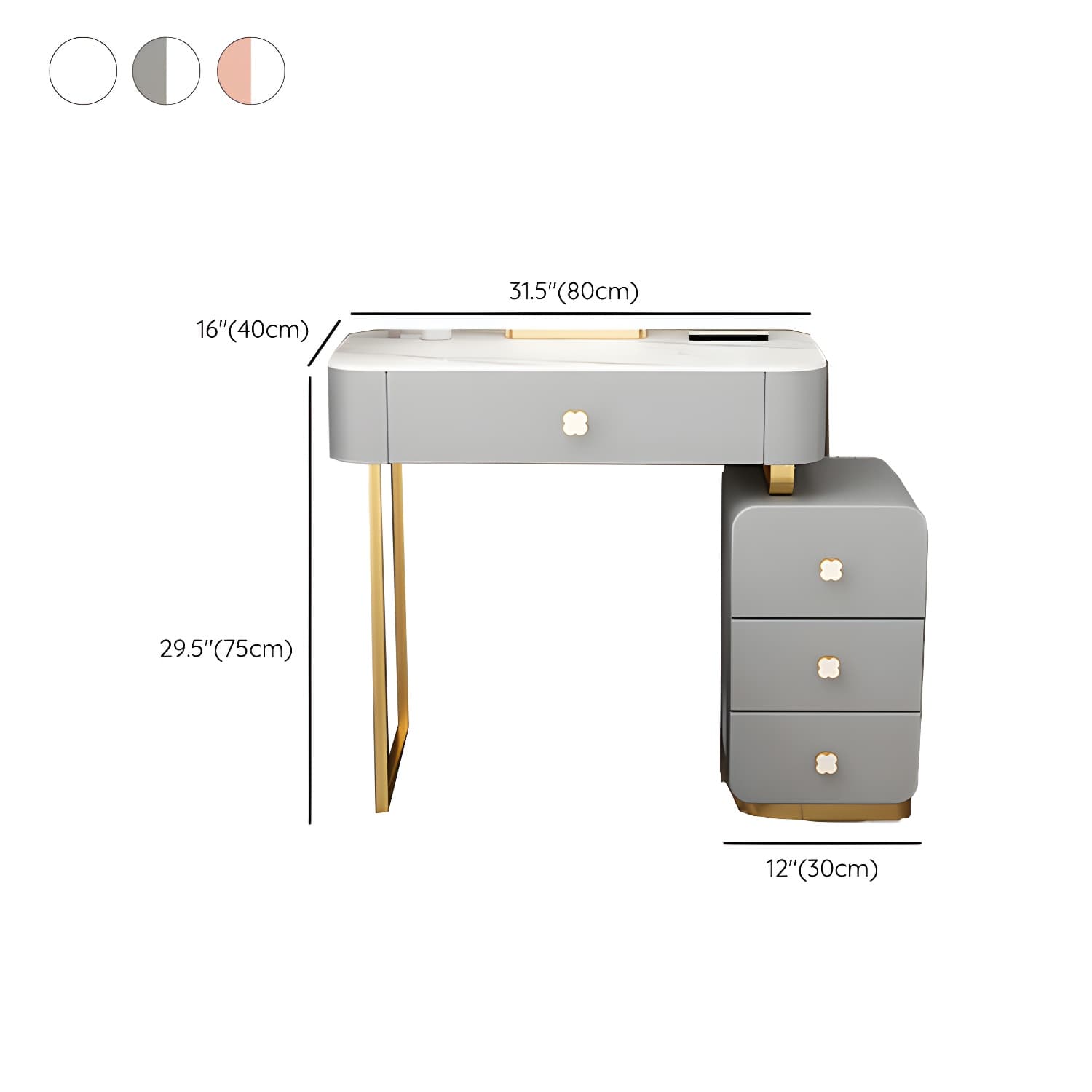 Contemporary Wooden Make-up Vanity with Storage Drawers in Rectangle thumbnail 17