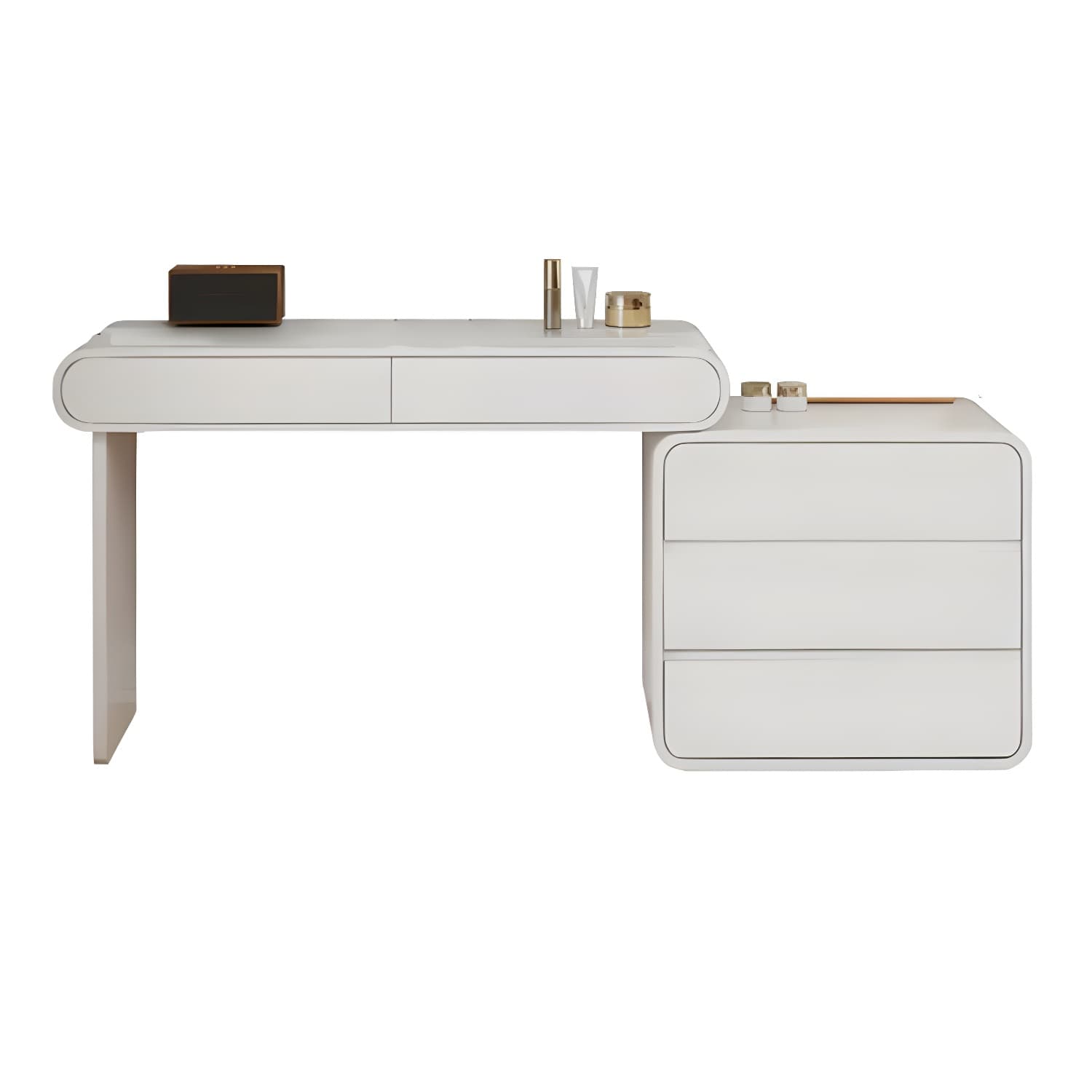 Modern White Wooden Makeup Vanity With Soft Close Drawers & Easy Assembly, Standard Width thumbnail 4