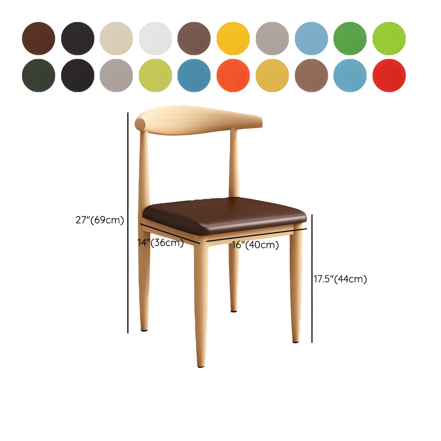 Modern Kitchen Dining Chairs Open Back Dining Chair with Metal Base thumbnail 27